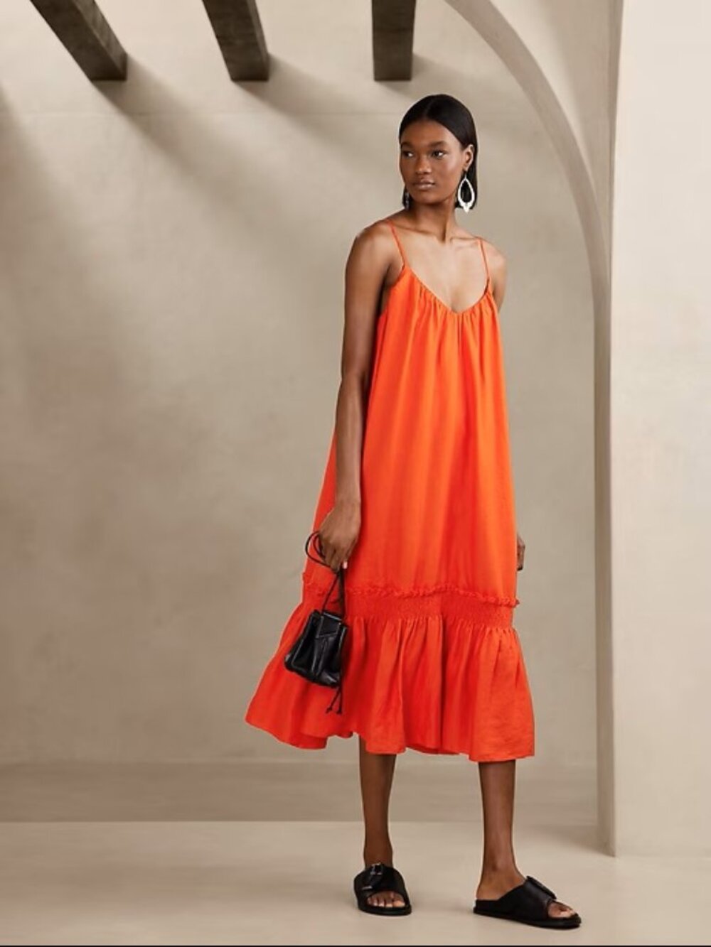 Banana Republic Charlize Linen Midi Dress - M petite